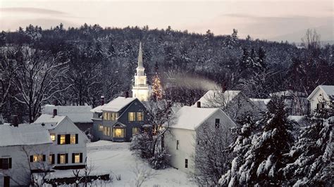 Wallpaper new england, snow, winter, structures, trees hd, picture, image