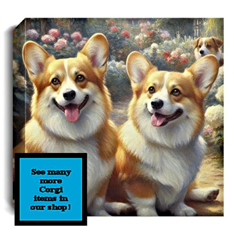 Two Pembroke Welsh Corgis On Deluxe Square Canvas Wall Decor Unique