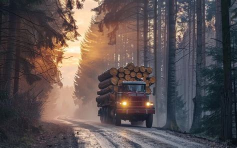 Premium Photo | Powerful Logging Truck Transporting a Heavy Load of ...