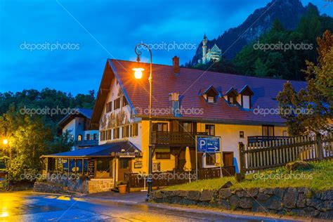 Bavarian architecture of Hohenschwangau village, Germany – Stock ...