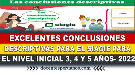 Excelentes Conclusiones Descriptivas Para El Siagie Para El Nivel