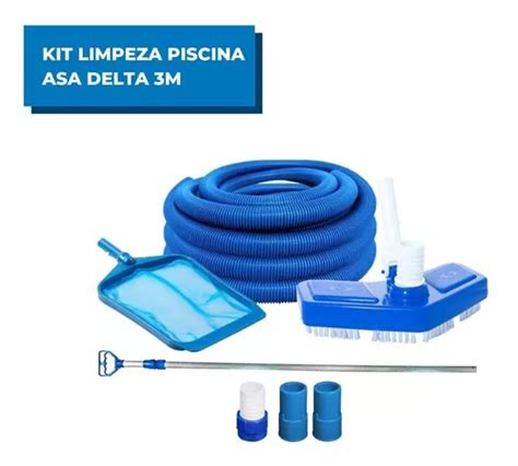 Kit Limpeza Piscina Peneira Mangueira M Cabo Extensor M