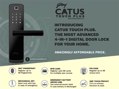 Godrej Digital Mortise Door Lock CATUS TOUCH PLUS Smartlock