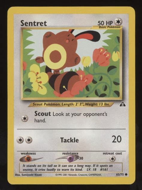 Sentret Non Holo Wotc Pokemon Card Neo Discovery Set Excellent Ebay