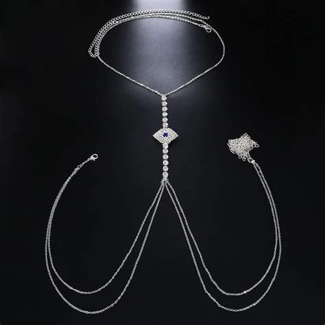 Buy Demon Eye Rhinestone Bra Chain Bikini Body Jewelry Festival Accessories Sexy Chest Chain