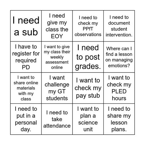 Aisd Online Systems Bingo Card