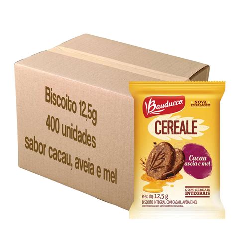 Biscoito Cereale Integral Cacau Aveia E Mel Caixa 400Uni De 12 5g Bauducco