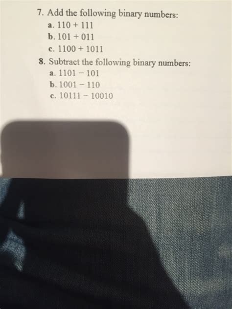 Solved Add the following binary numbers: 110+ 111 101 + | Chegg.com