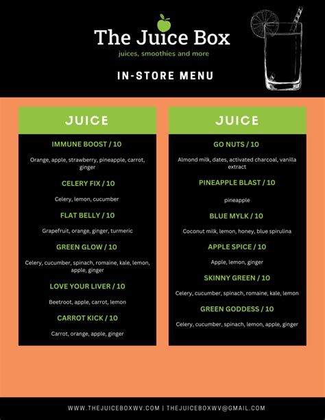 Menu – The Juice Box