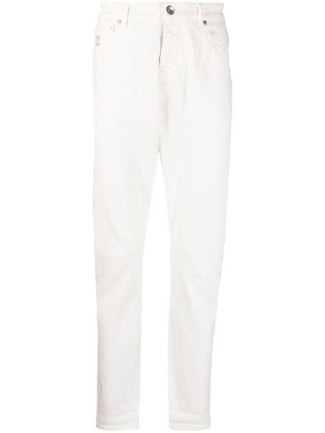 Brunello Cucinelli Logo Detail Straight Leg Jeans White Farfetch