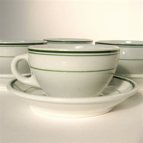 Vintage Set Of 2 Shenango China Green Rim Small Plates Antique