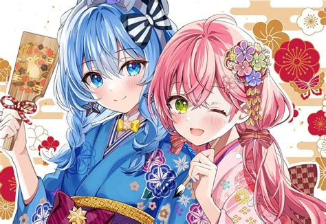 Hoshimachi Suisei Sakura Miko And Hoshimachi Suisei Hololive Drawn