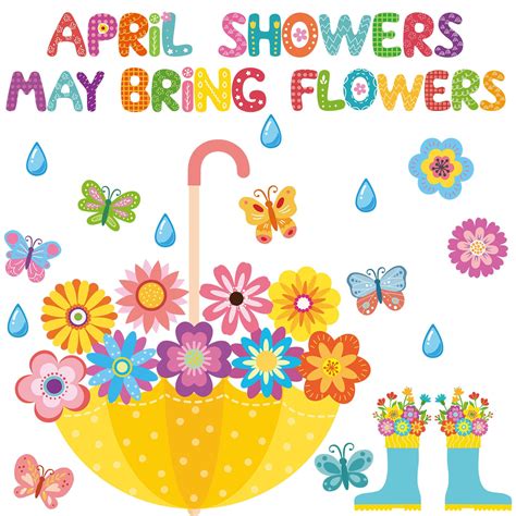 A clipart image of an umbrella with the phrase 'April showers bring May