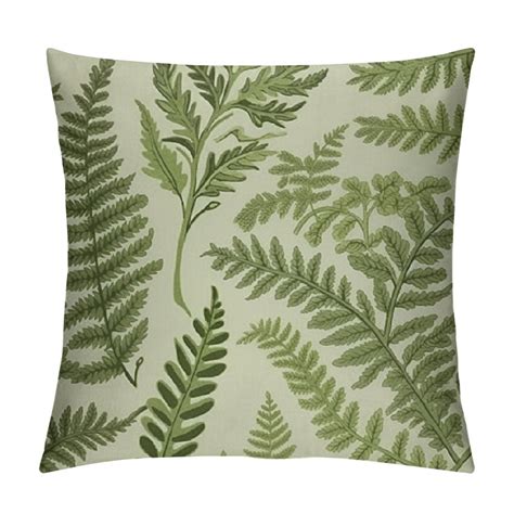 JEUXUS Set Of Throw Pillow Cover Green Leaf Floral In Vintage Style