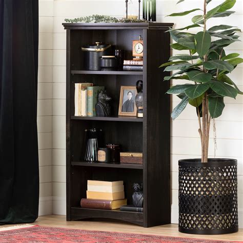 South Shore Gascony 4 Shelf Bookcase Rubbed Black