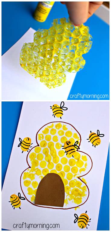 Bubble Wrap Beehive Fingerprint Bee Craft Bee Crafts For Kids Bee