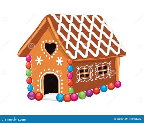 Xmas Colorful Gingerbread House Vector Stock Vector Illustration Of