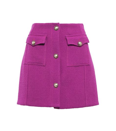 Buy Alessandra Rich Wool Blend Miniskirt Purple At Off Editorialist