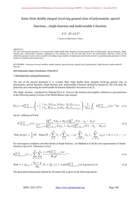 PDF Some Finite Double Integral Involving General Class Of