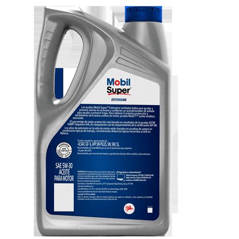 Aceite De Motor Mobil Super Sintetico 10W 30 5 Litros