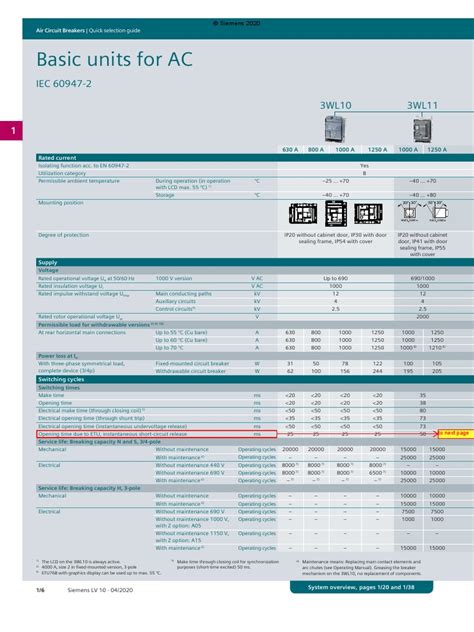 Siemens 3WL12 Marked With ETU | PDF | Alternating Current | Power ...