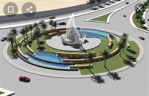 Fountain In Roundabout Landscape Architecture Design