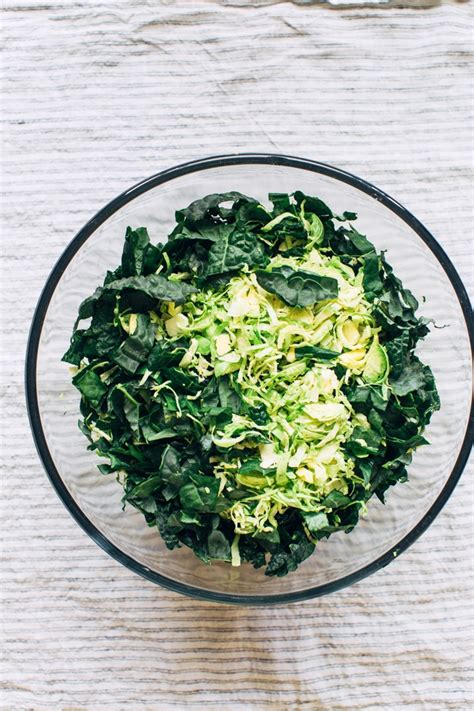 Shredded Kale And Brussels Sprout Salad Recipe Kitchen Konfidence