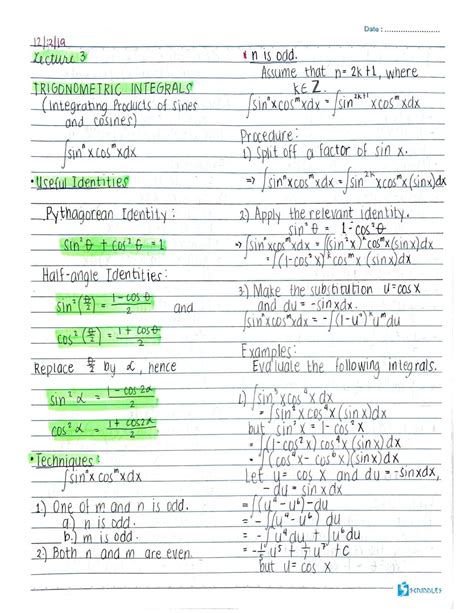 Solution Trigonometric Integrals With Sample Problems Studypool