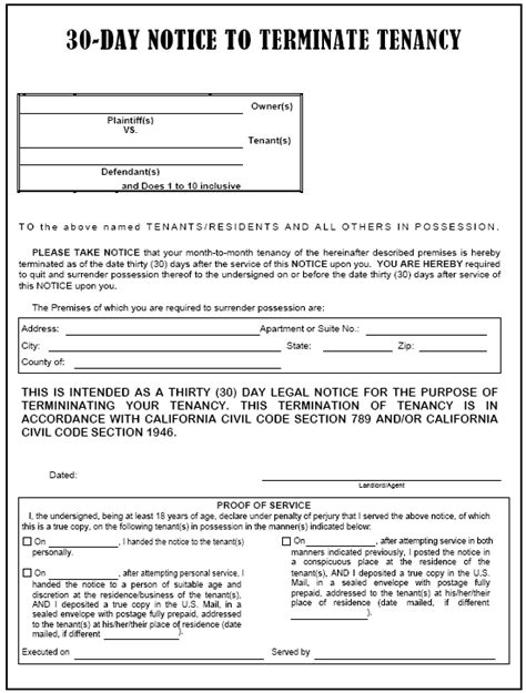 Free Eviction Notice Template California