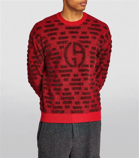 Mens Giorgio Armani Multi Logo Jacquard Sweater Harrods Uk