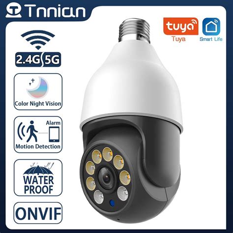 Tnnian Outdoor 2 4G 5G 4MP WiFi IP Camera CCTV Light E27 Bulb 360