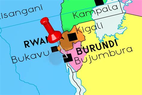 Burundi, Bujumbura - Capital City, Pinned on Political Map Stock ...