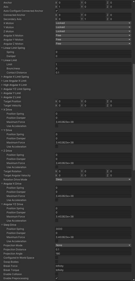 Rigidbody With Configurable Joint Gets Stuck In Any Collider