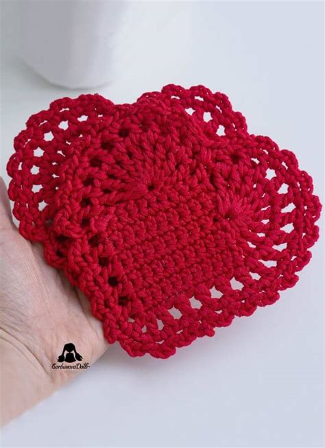 Amazing Crochet Heart Coaster Pattern Gorbunovadolls