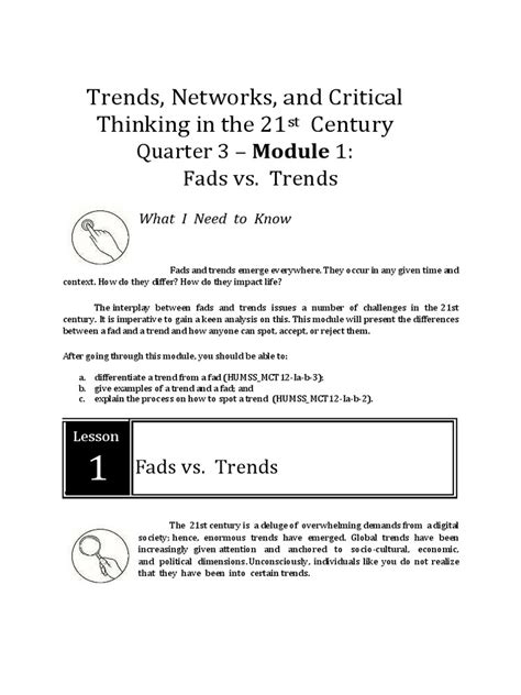 Trends Networks And Critical Thinking In The 21 Century Quarter 3