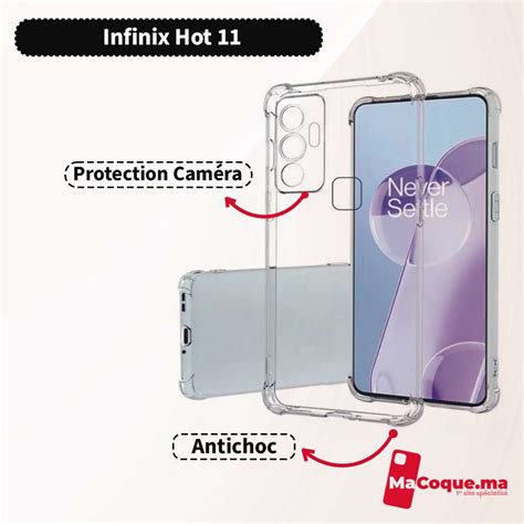 Coque Infinix HOT 11 Transparente Antichoc avec Protection Caméra Macoque ma