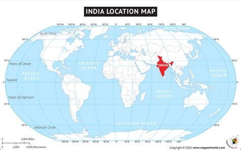 Where is India Located? Location map of India on a World map