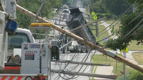 Dump Truck Knocks Down 15 Utility Poles