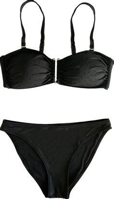 Aulala Paris Aulala X Hibikini Bandeau Bikini Set With Shiny Diamonds Black ShopStyle