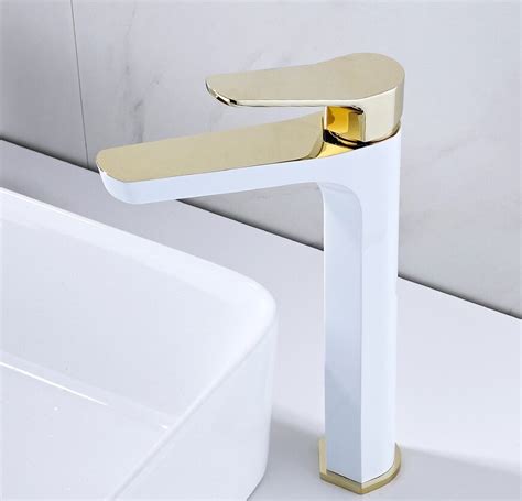 Modern White And Gold Bathroom Faucet Royal Toiletry Global