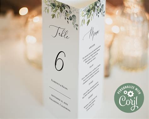 Trifold Table Stand Template Greenery Tri Fold Table Number Template