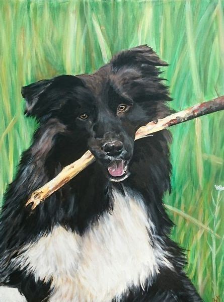 Buddy Stock Hund Wiese Malerei Von Heike Deininger Kunstnet