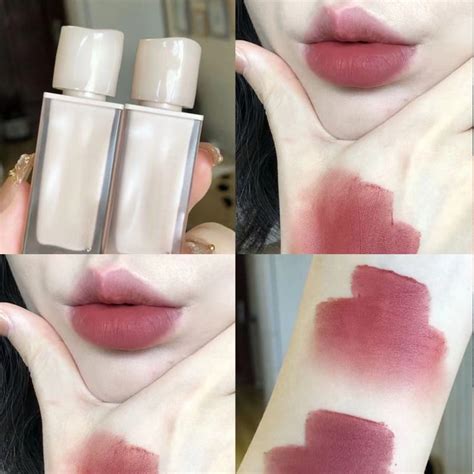 Kakashow Lip Mud Matte Velvet Lightweight Soft Misty Long Lasting Lip Glaze Nude Color Whitening