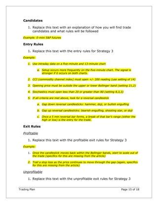 Trading Plan Pdf