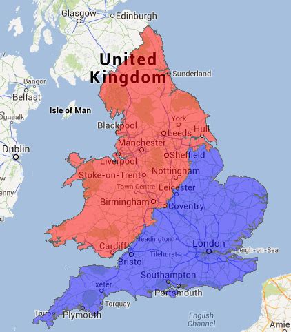 Controversial Cultural North-South Divide Map of England & Wales ...