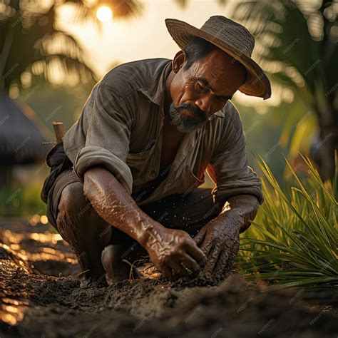 Premium AI Image | Grinning villagers in Farmer Asia tending to rice