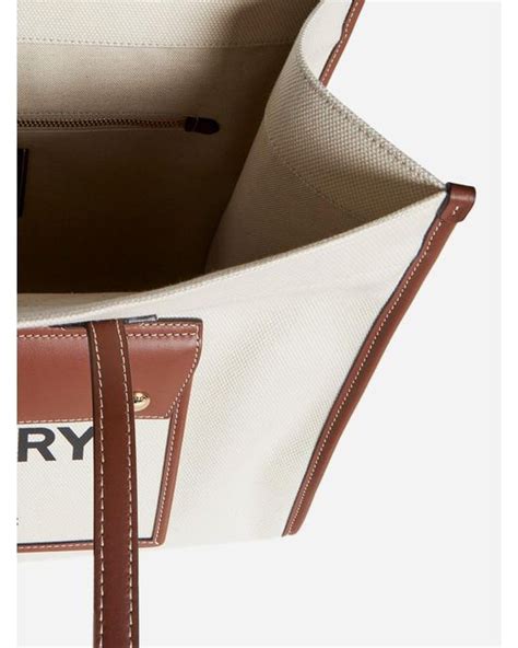 Burberry Freya Canvas And Leather Medium Tote Bag In Natural Lyst