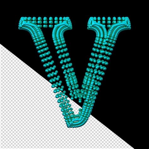 Symbole De Petites Sphères 3d Turquoise Lettre V PSD Premium