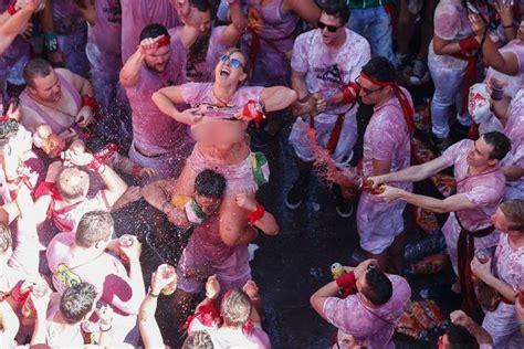 Pamplona Swamped With Thousands Of Wild And Wine Soaked Thrillseekers