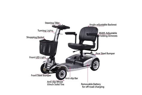 Silver Mobility Scooter Electric 350w Heavy Duty 150kg Weight Capacity